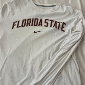 Nike White and Maroon Florida State Long Sleeve Tee